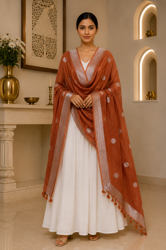 Linen Dupatta with butties