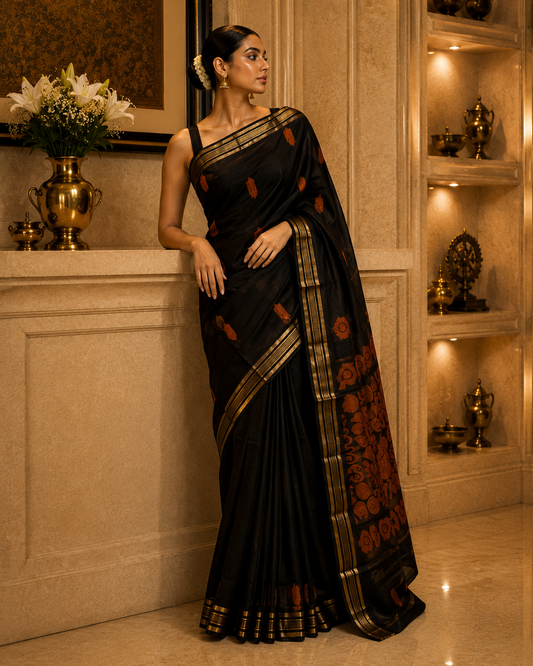 Coke Cotton Saree