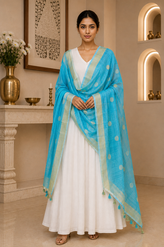 Linen Dupatta with butties