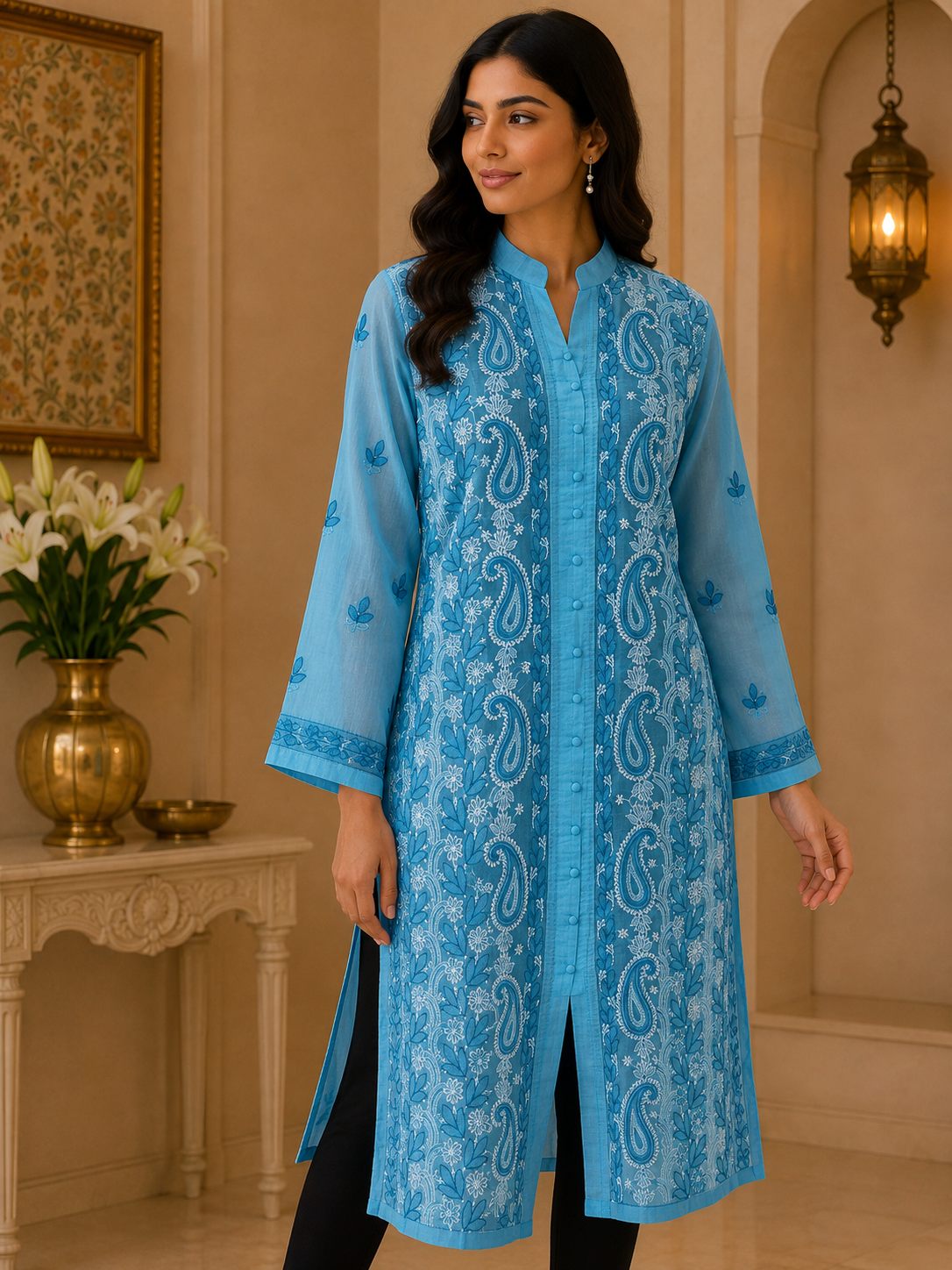 Light Blue Chikankari Kurta