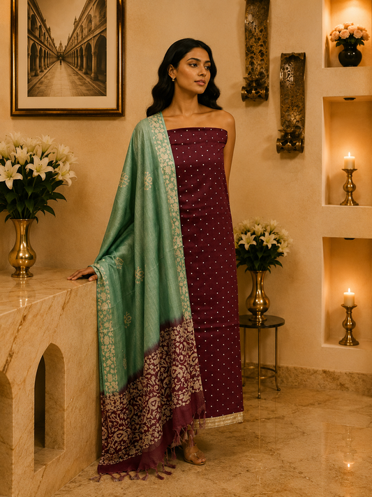 Wine crushed Cotton Benarsi KD