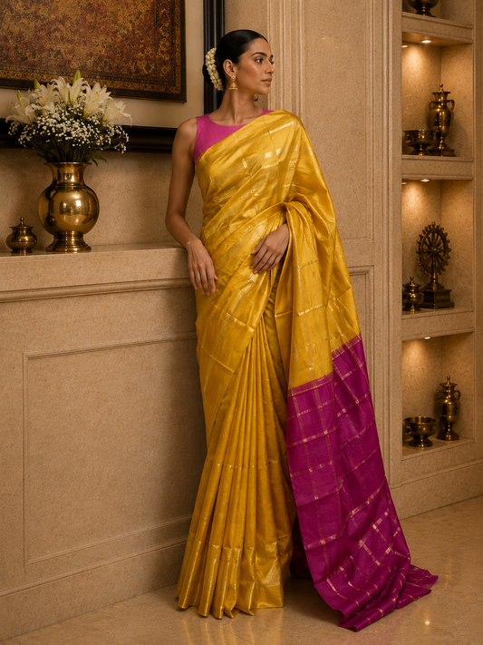 Mustard Silk Saree
