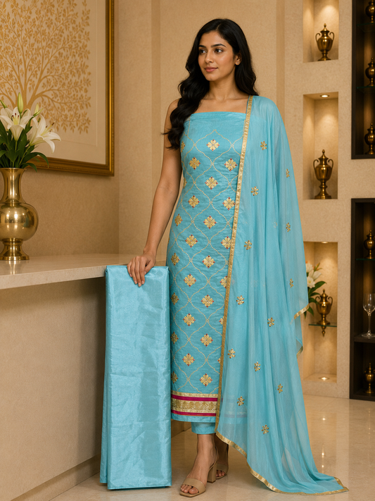 Blue Chanderi Gotapatti DM