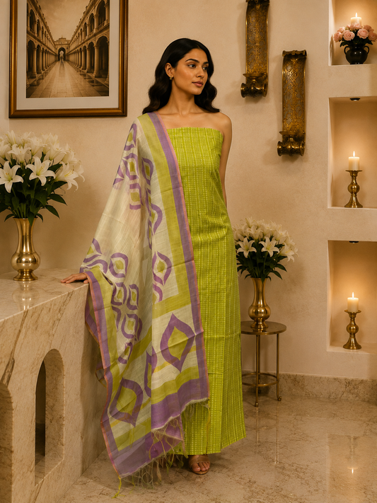 Green Chanderi Checks KD