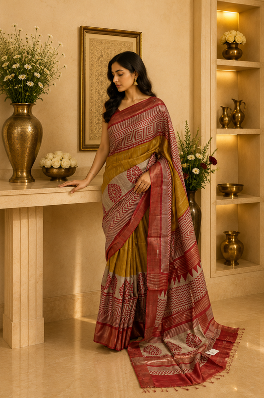 Giccha Tusser Silk Saree