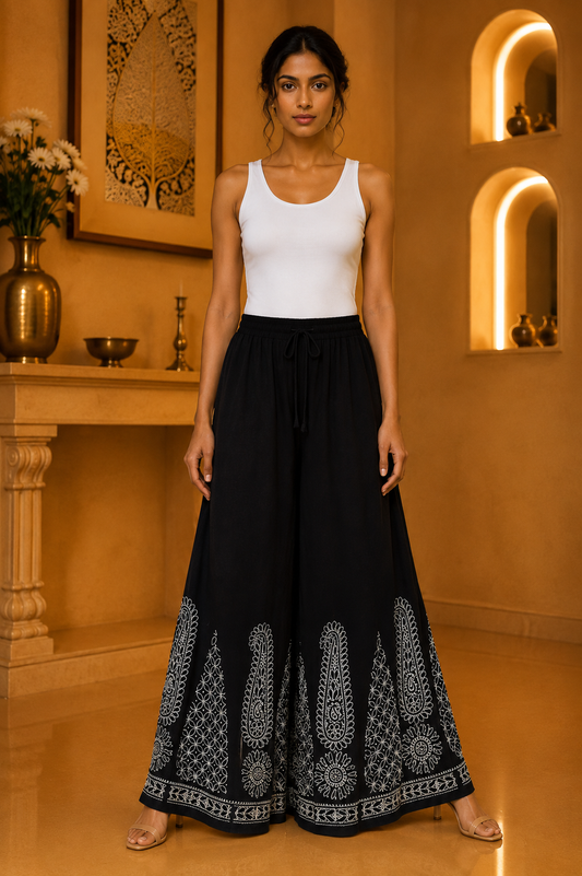 Black Georgette Chikankari palazzo