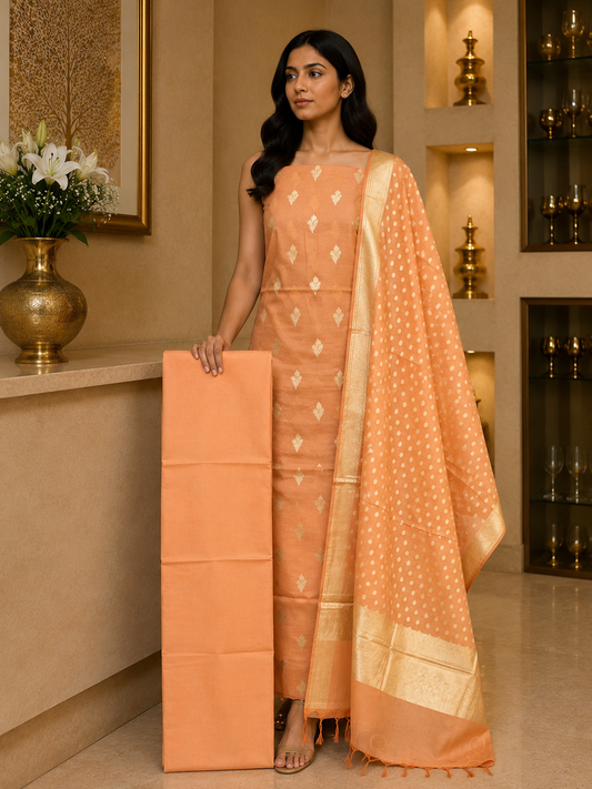 Chanderi Benaras Cotton DM2 Peach