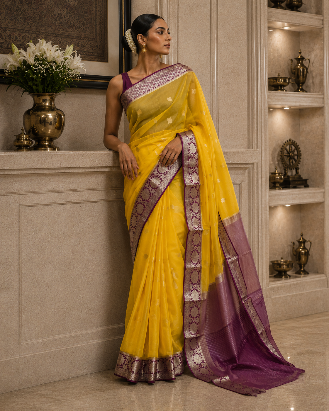 Organza Butti Border Saree