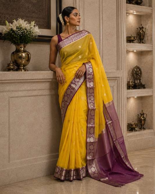 Organza Butti Border Saree