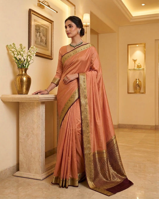 Viscose Mysore Crepe Silk Saree Peach