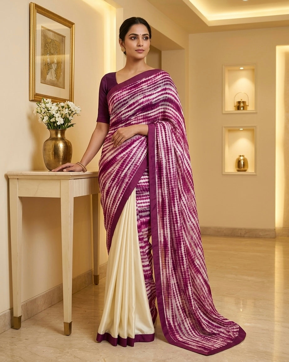 Pink Shibori Satin Silk Saree