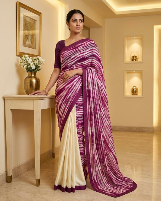 Pink Shibori Satin Silk Saree