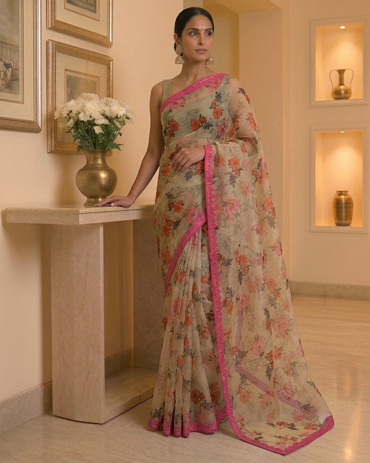 Organza Floral Saree