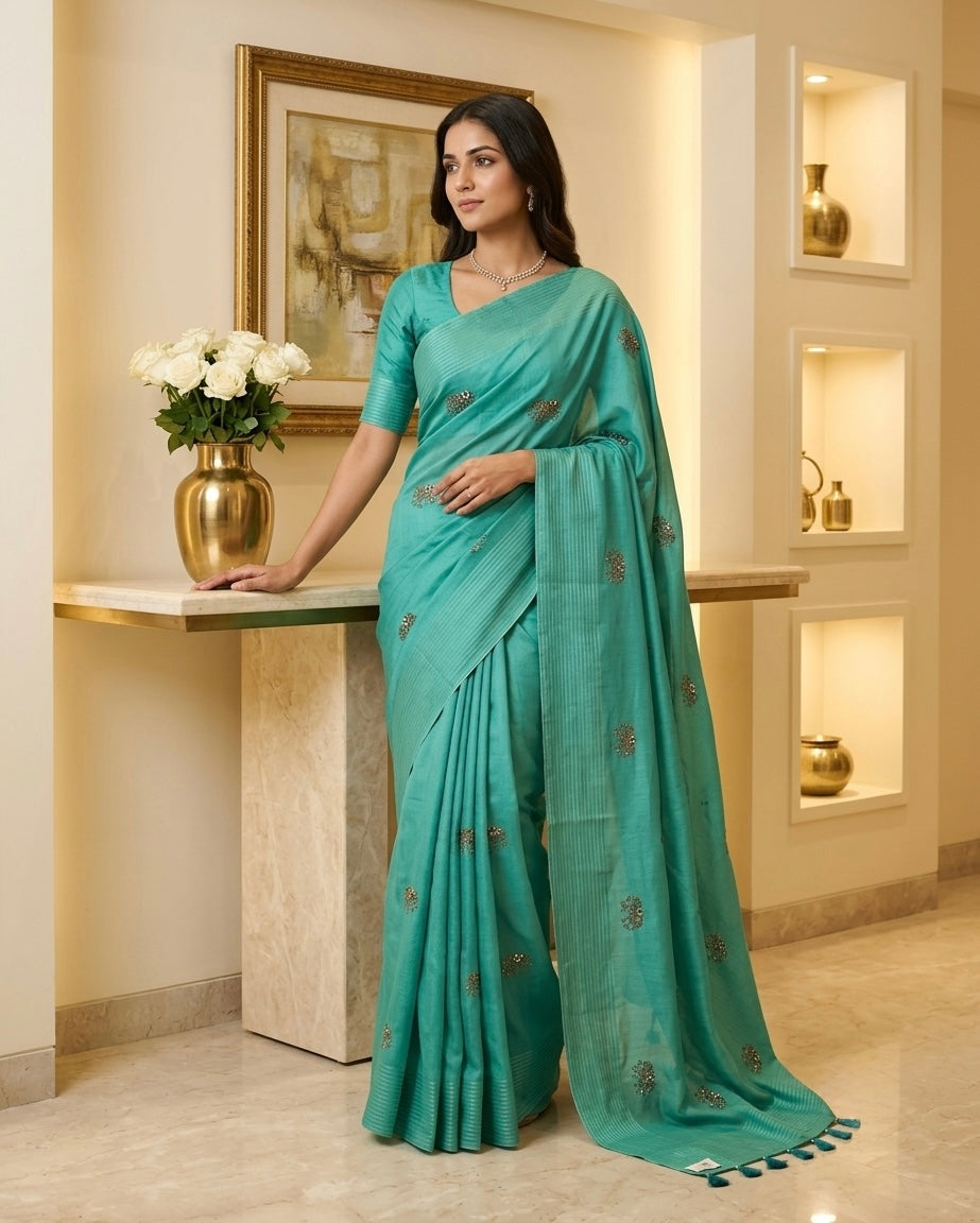 Dola Silk Embroidered Saree