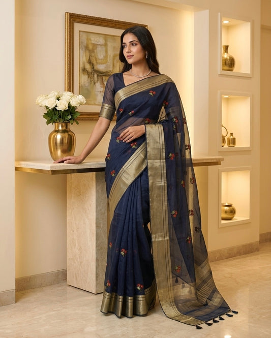 Organza Handwork Designer Saree
