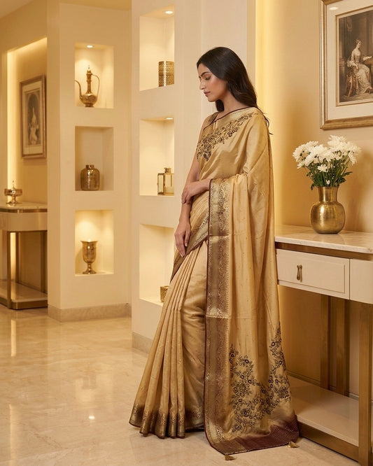 Benaras Munga Silk Handwork Saree