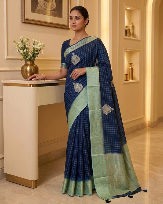 Blue Benaras Silk Designer Saree