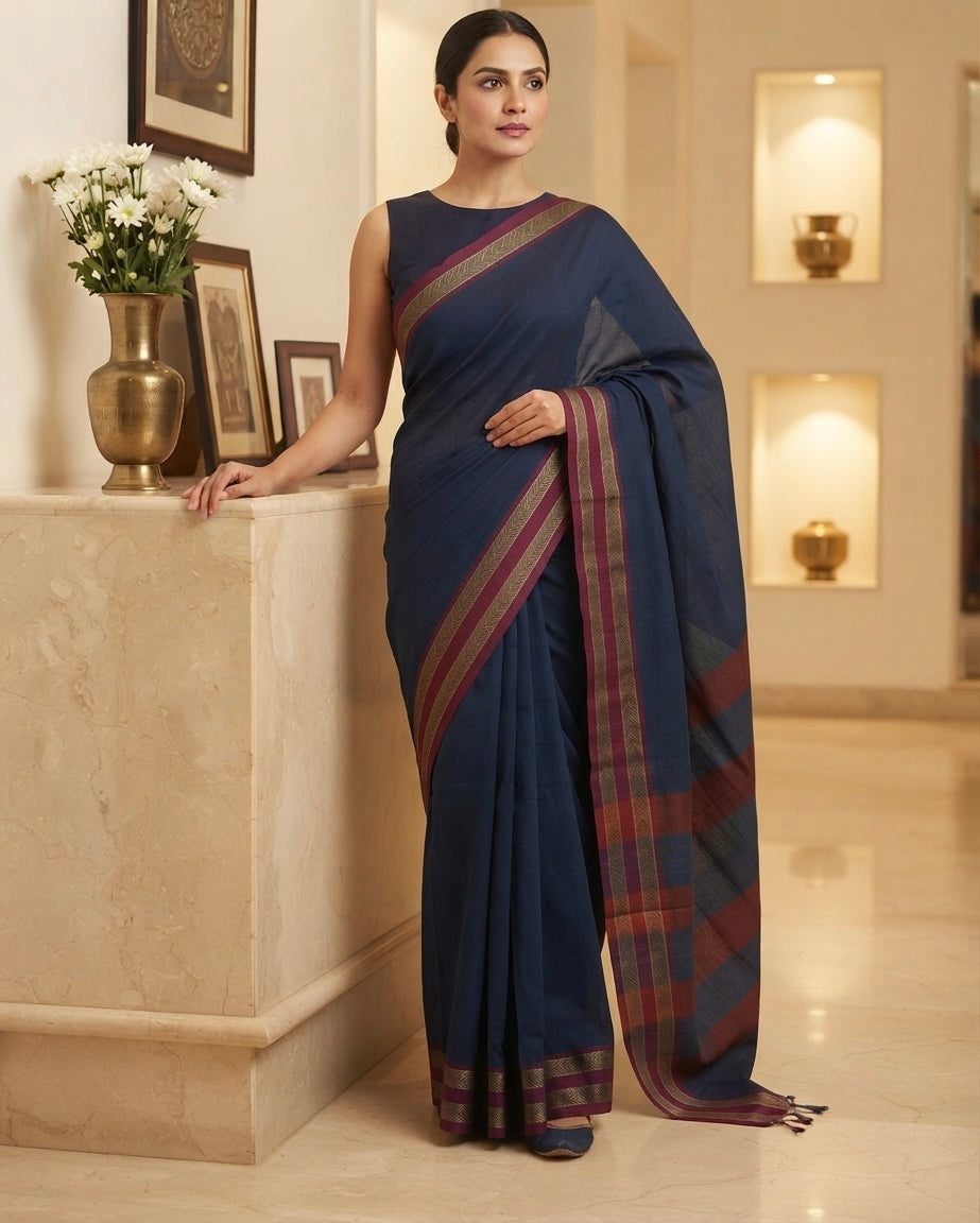 Turquoise South Cotton Saree
