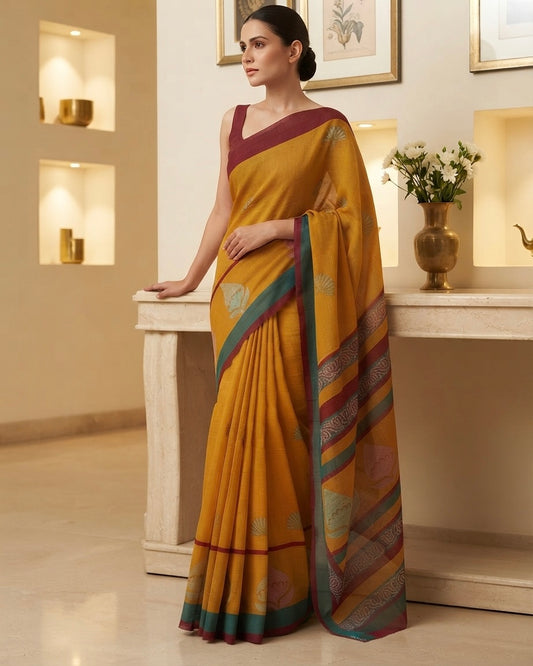 Bhagalpur Kora Cotton Saree