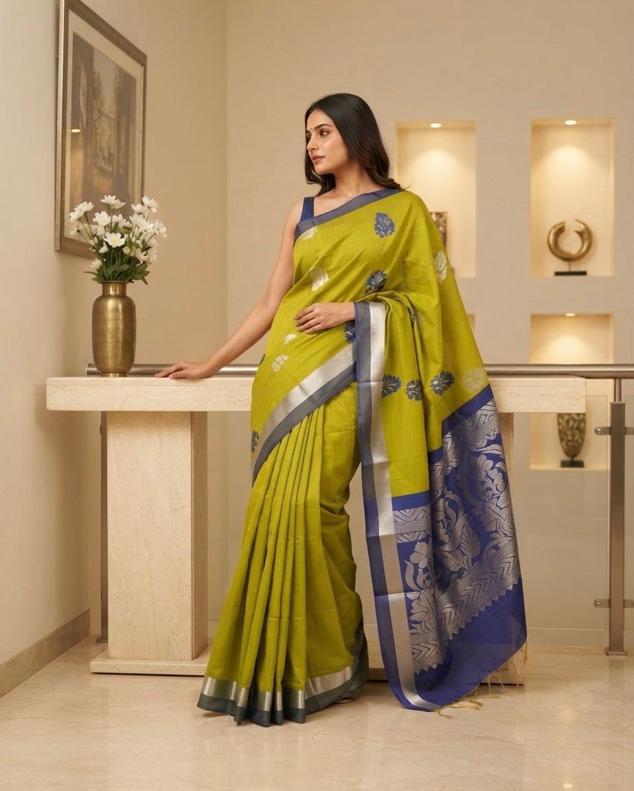 Green & Blue Kanchi Cotton Saree