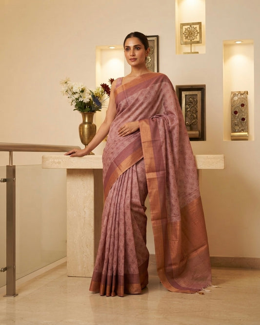 Pink & Maroon Cotton Saree