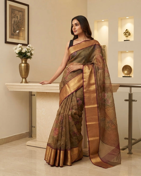 Organza Kora Tissue Saree1