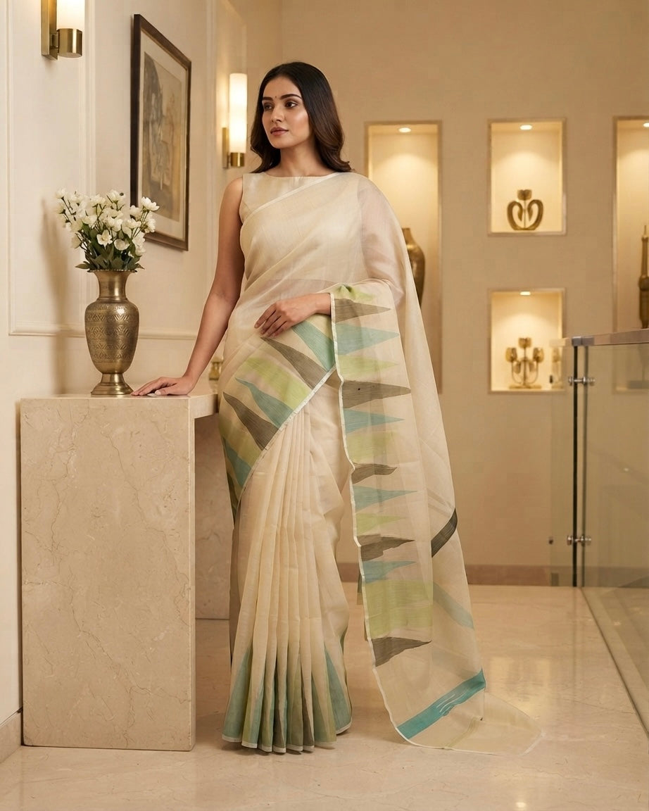 Uppada Sico Temple Beige Saree