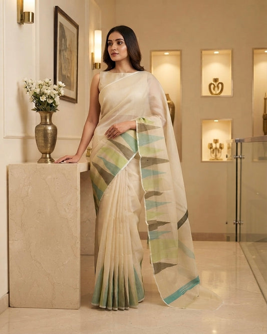 Uppada Sico Temple Beige Saree