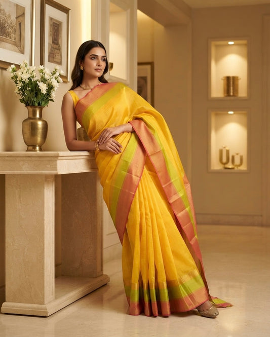 Yellow Silk Saree