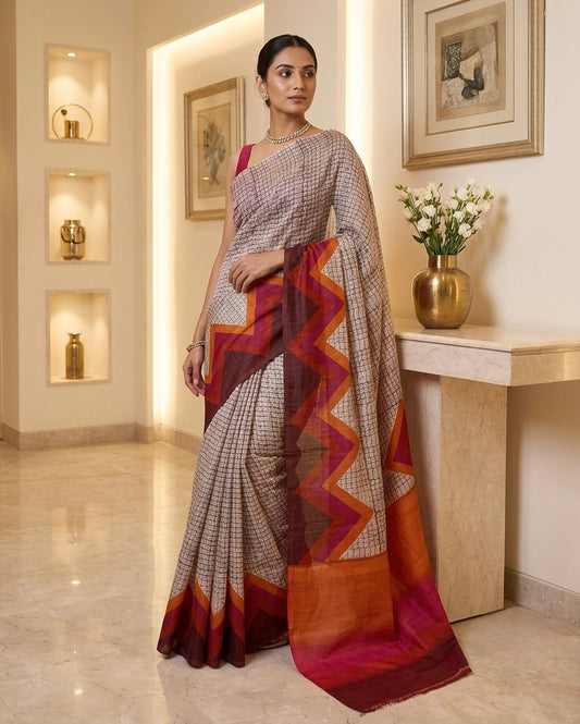 Murshidabad Printed Silk Saree