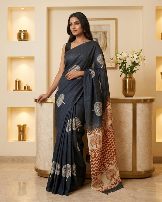 Murshidabad Printed Silk Saree
