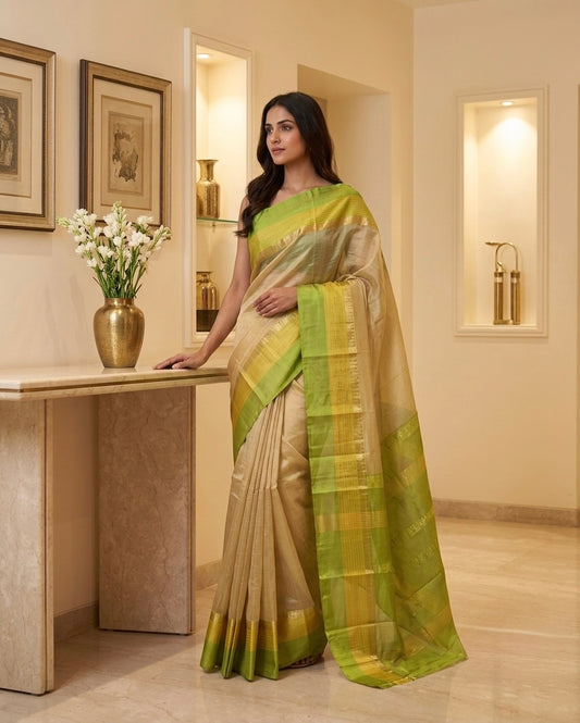 Beige Silk Saree