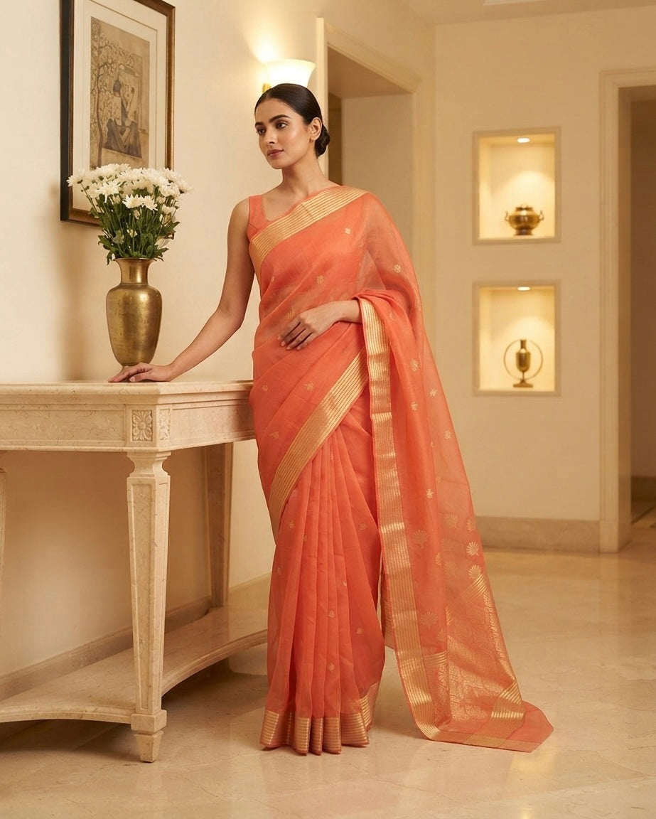 Chanderi Silk Gajari Saree