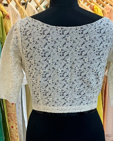 Off-whilte Linen Net blouse
