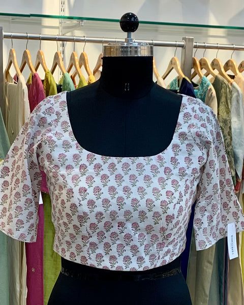 Pink Block Print Blouse