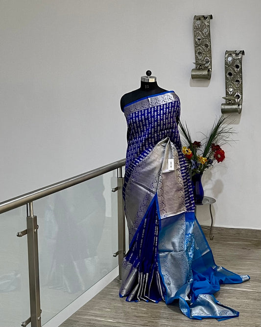 Venkatgiri Royal Blue & Turquoise Silk Saree