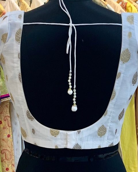 White Brocade Blouse