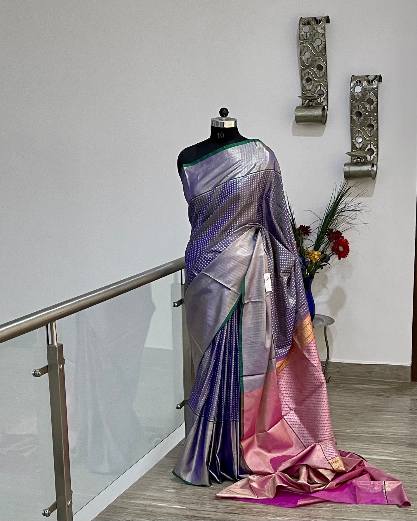 Venkatgiri Purple Tissue Pure Silk Saree