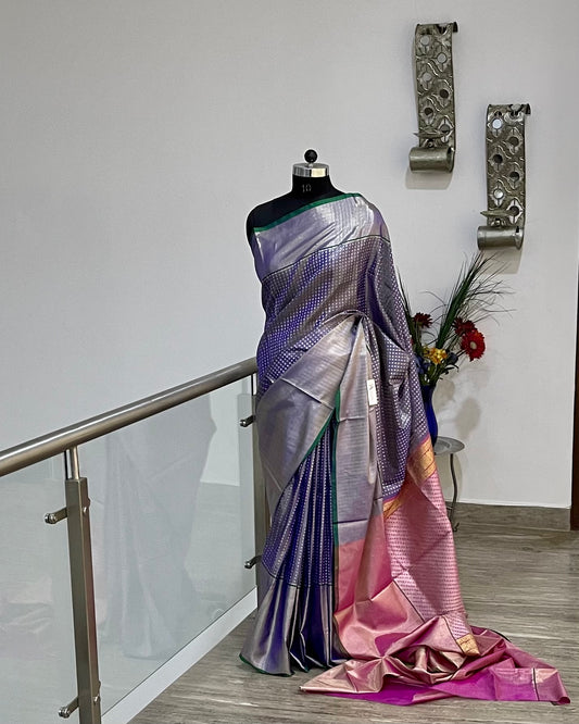 Venkatgiri Purple Tissue Pure Silk Saree