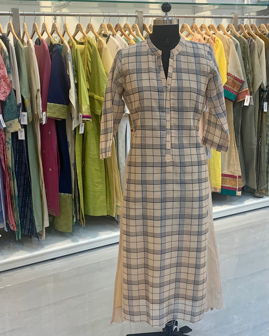 Peach Grey High-Low Kali Readymade Kurta