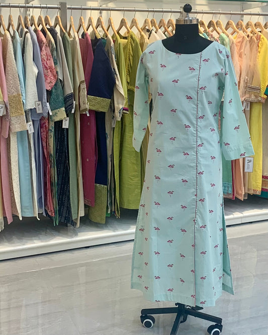 Green flamingo Readymade Long Kurta