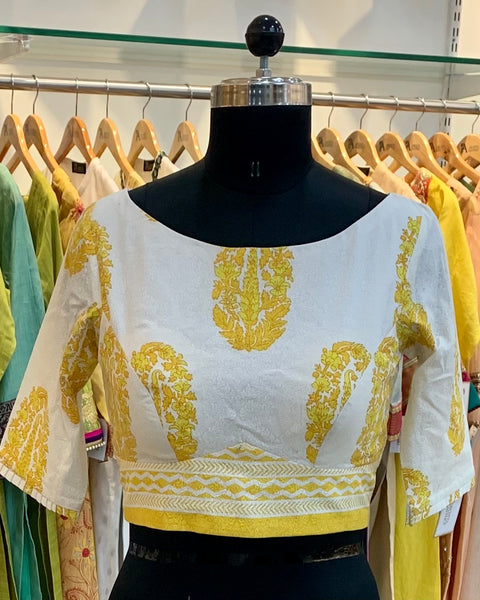 Yellow Block Print Blouse