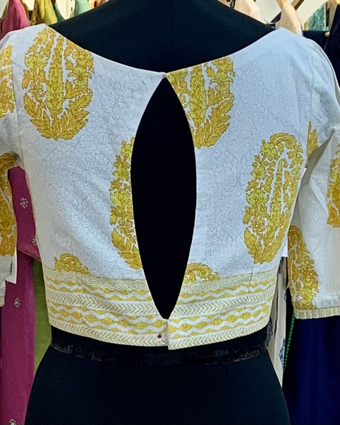 Yellow Block Print Blouse