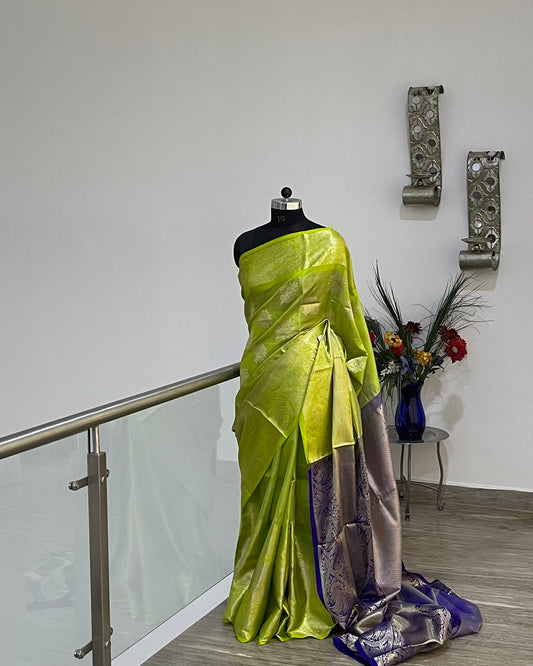 Venkatgiri Green Tissue Pure Silk Saree