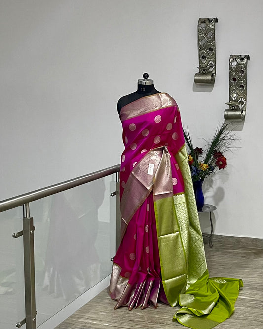 Venkatgiri Pink Pure Silk Saree