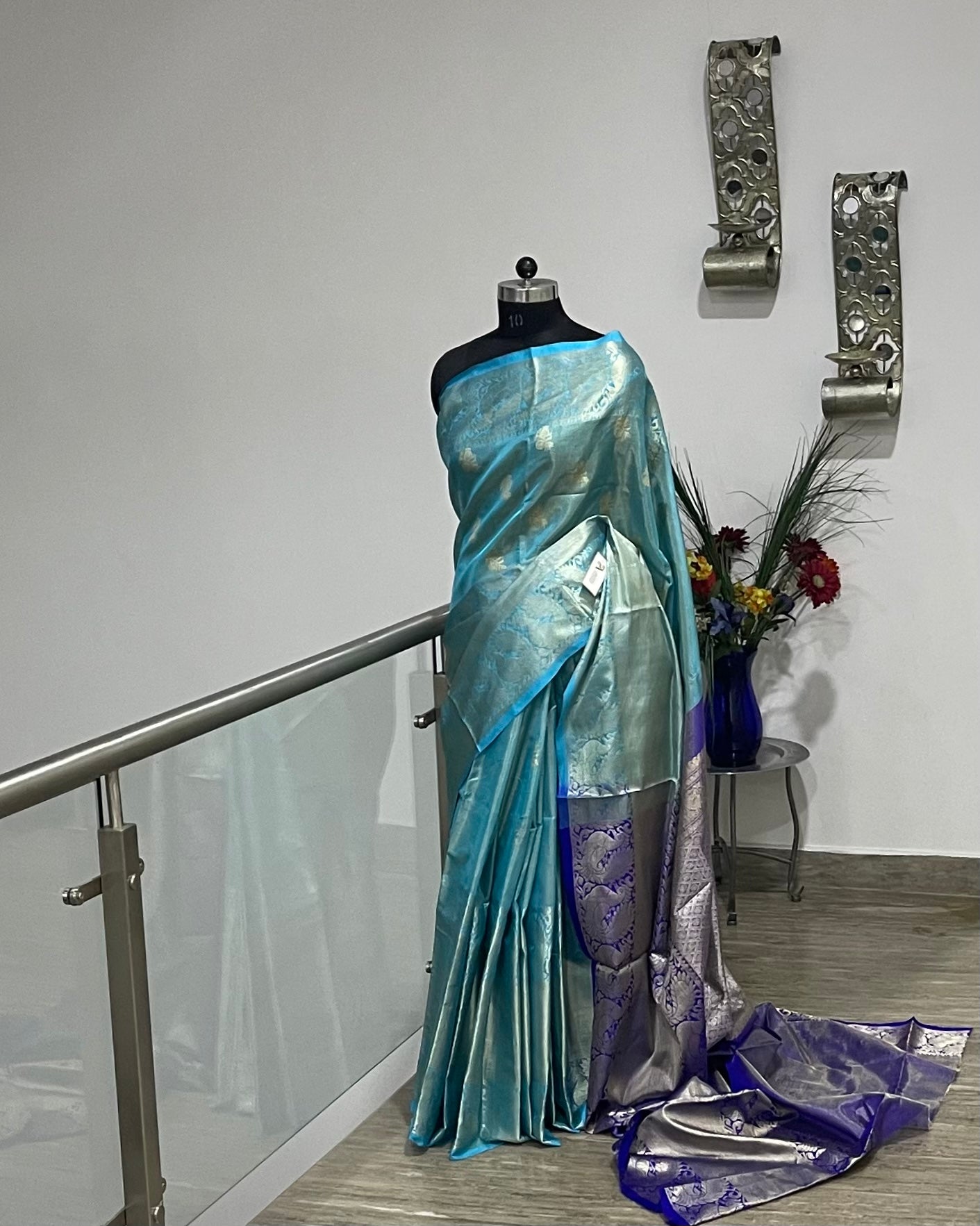 Venkatgiri Light Blue Tissue Pure Silk Saree
